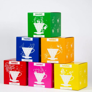 Dripper Hario V60-02 - plastic + filtry 40 szt. - Ocean blue, niebieski