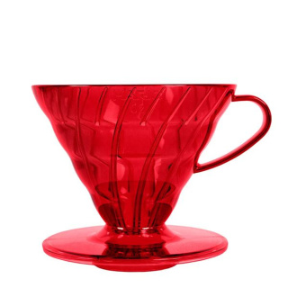 Dripper Hario V60-02 - plastic + filtry 40 szt. - desert red, czerwony