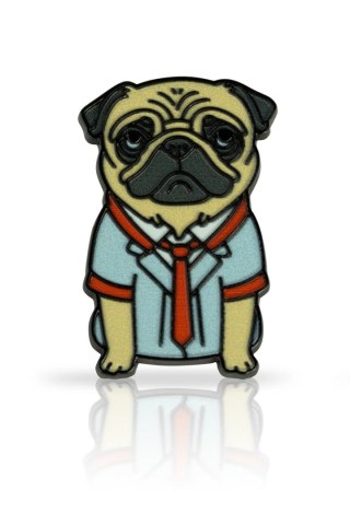Pin buldog z czerwonym krawatem